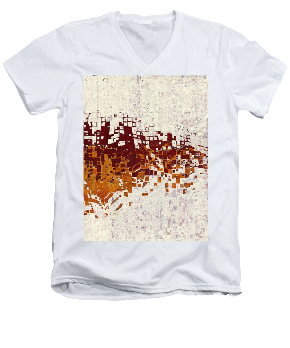Insync Men's V-Neck T-Shirt featuring the digital art Insync by Judi Lynn