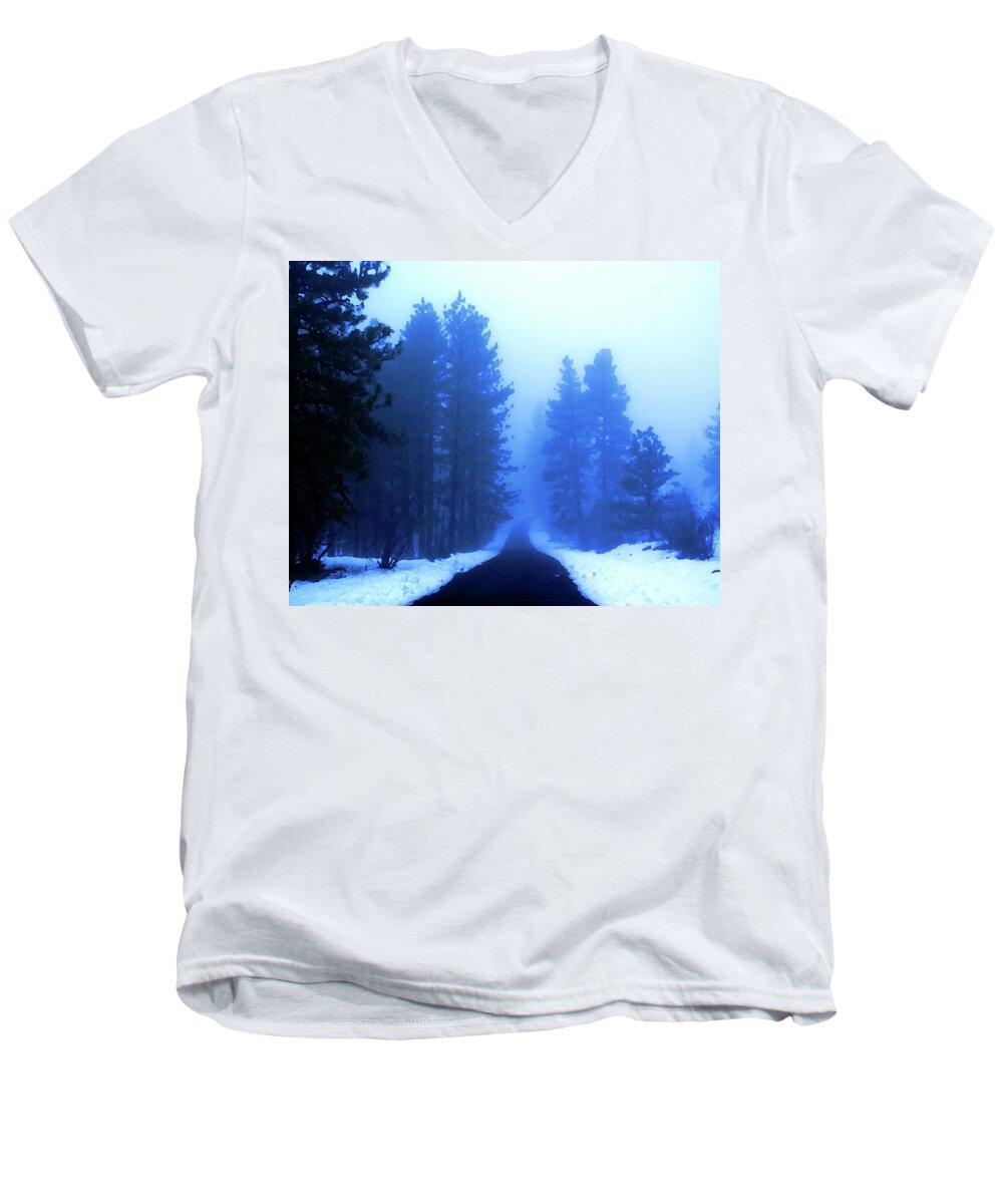 Photo Art Men's V-Neck T-Shirt featuring the photograph Into the Misty Unknown by Ben Upham III
