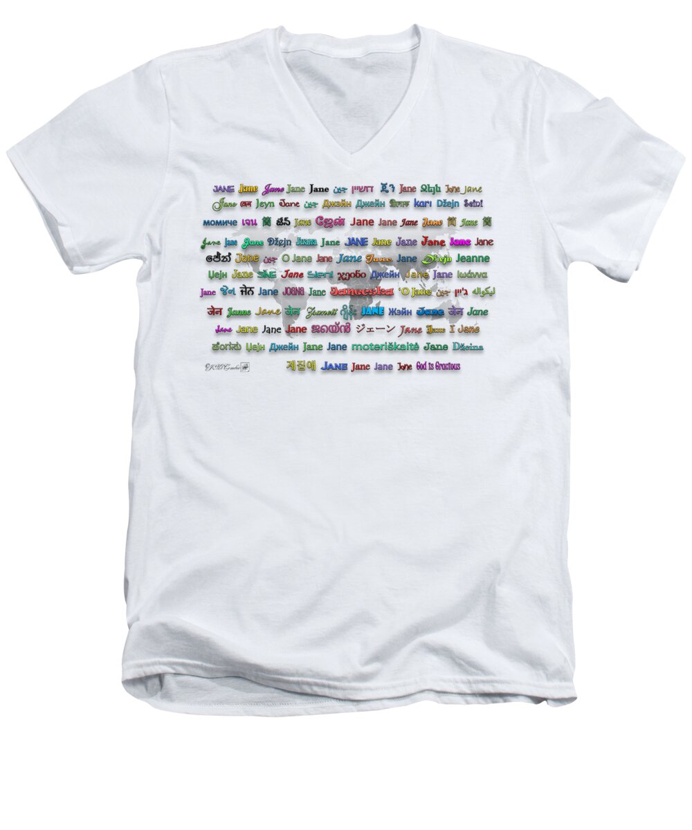 Mccombie Men's V-Neck T-Shirt featuring the digital art Jane by J McCombie