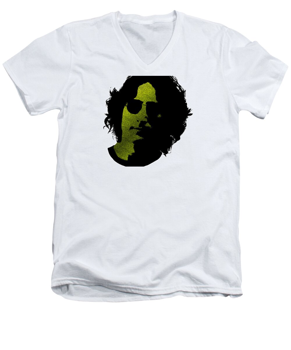 John Lennon Men's V-Neck T-Shirt featuring the photograph John Lennon 1 by Emme Pons