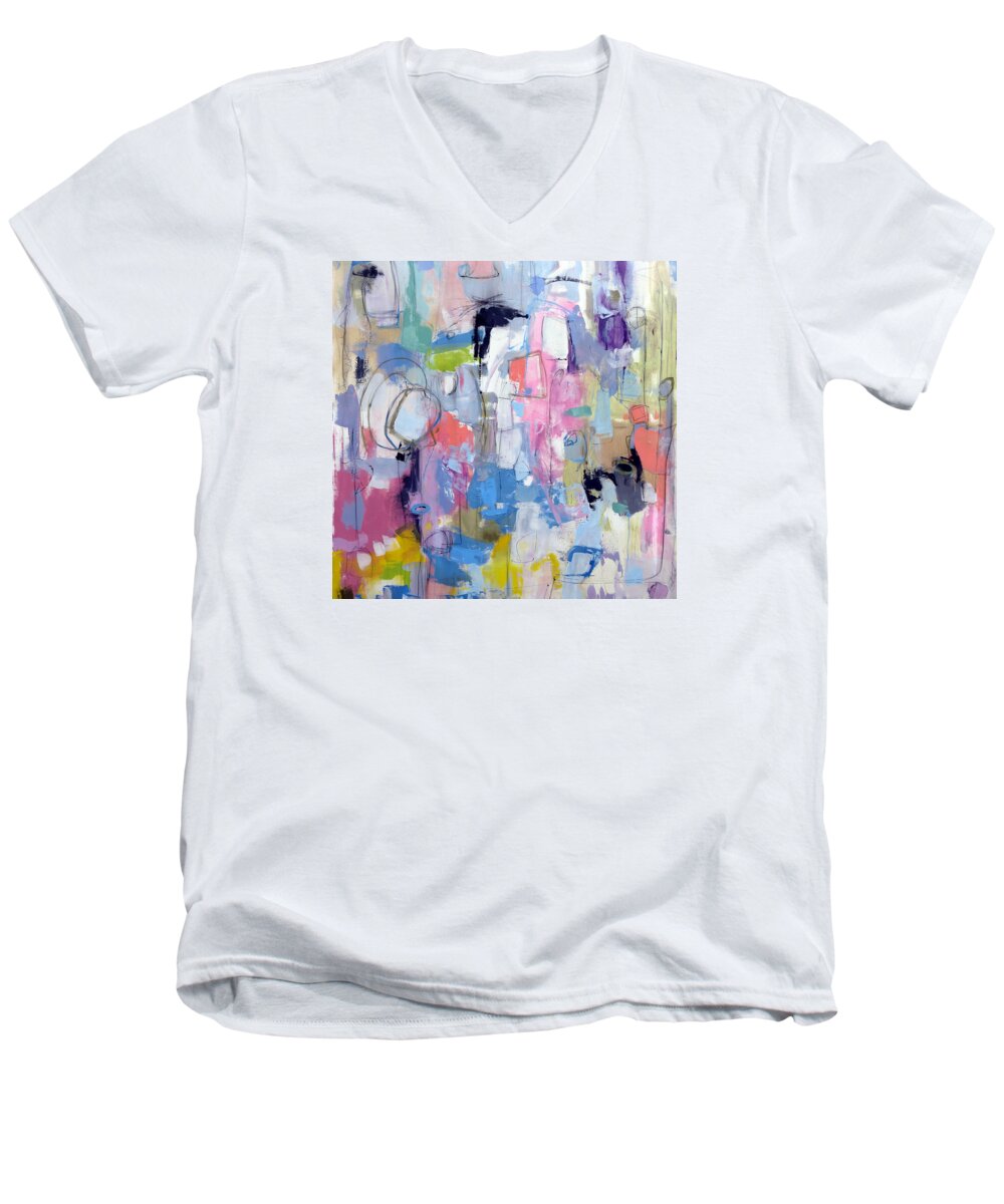 Katie Black Men's V-Neck T-Shirt featuring the painting Journal by Katie Black
