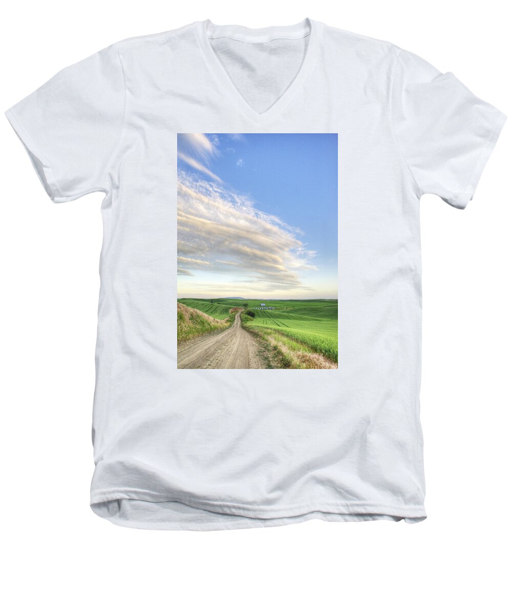Outdoors Men's V-Neck T-Shirt featuring the photograph June Afternoon by Doug Davidson