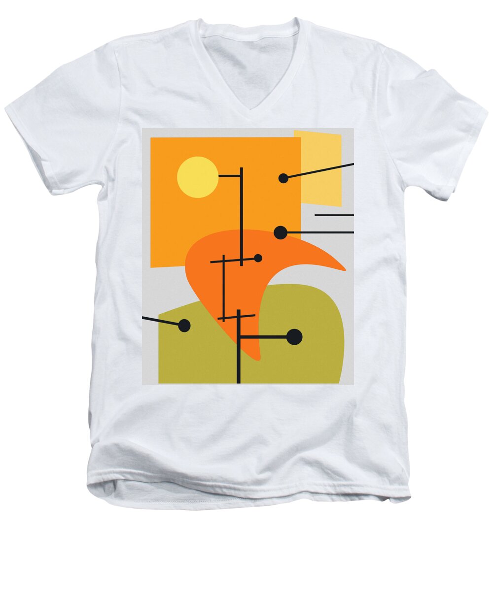Abstract Men's V-Neck T-Shirt featuring the digital art Juxtaposing Thoughts by Richard Rizzo
