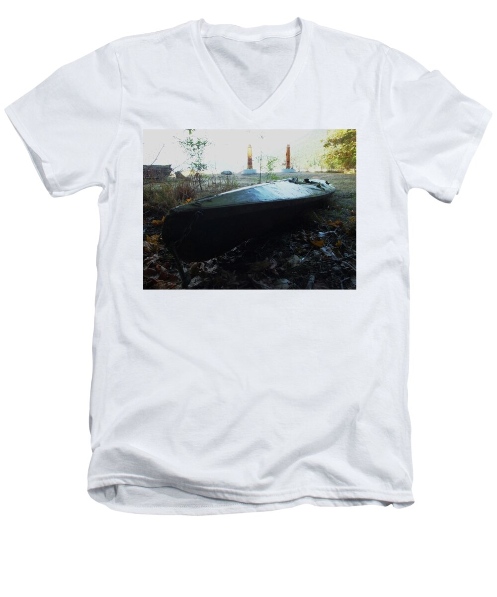 Kayaks Men's V-Neck T-Shirt featuring the photograph Kayak by Mark Alan Perry