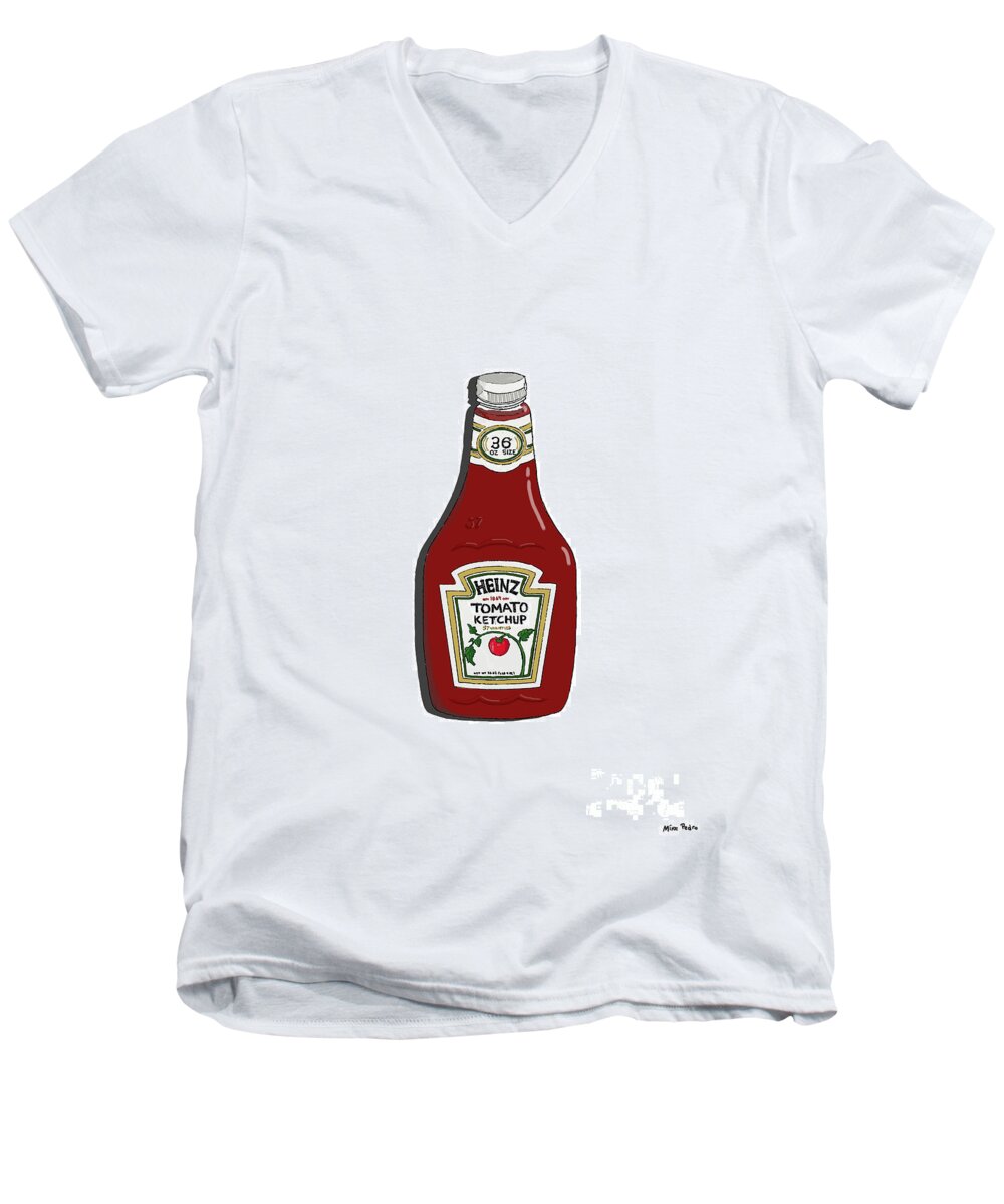 Ketchup Men's V-Neck T-Shirt featuring the painting Ketchup by George Pedro