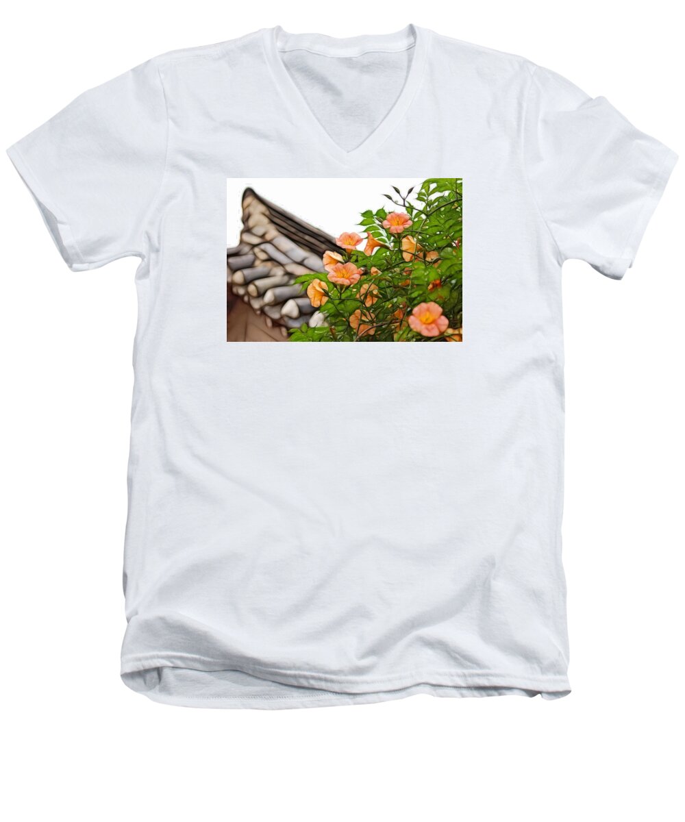 Fractals Men's V-Neck T-Shirt featuring the photograph Korean Beauty by Cameron Wood