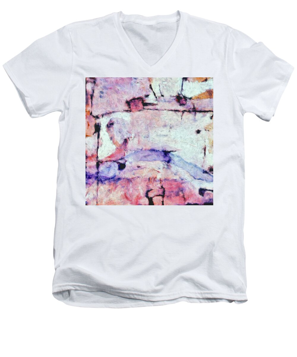 Abstract Men's V-Neck T-Shirt featuring the painting Laredo by Dominic Piperata