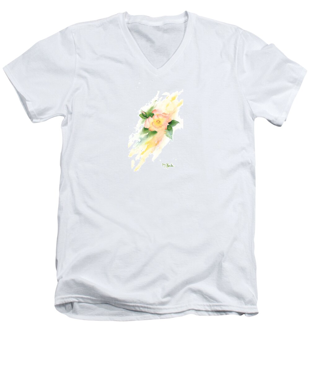 Flower Men's V-Neck T-Shirt featuring the painting Last Rose of Summer by Marsha Karle