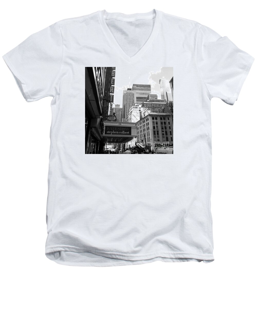 New York City Men's V-Neck T-Shirt featuring the photograph Late Show NYC by Shelley Overton
