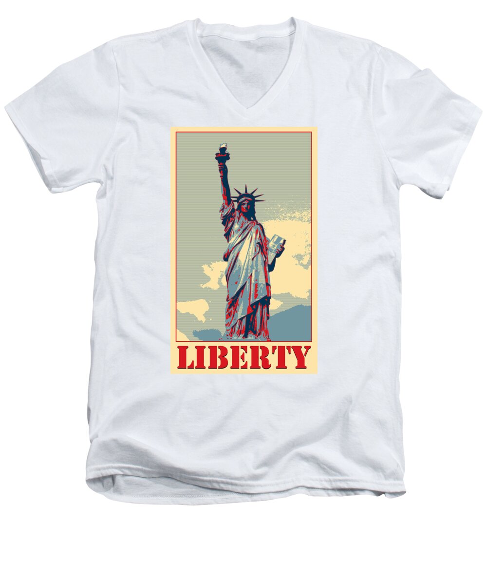 Richard Reeve Men's V-Neck T-Shirt featuring the photograph Liberty by Richard Reeve