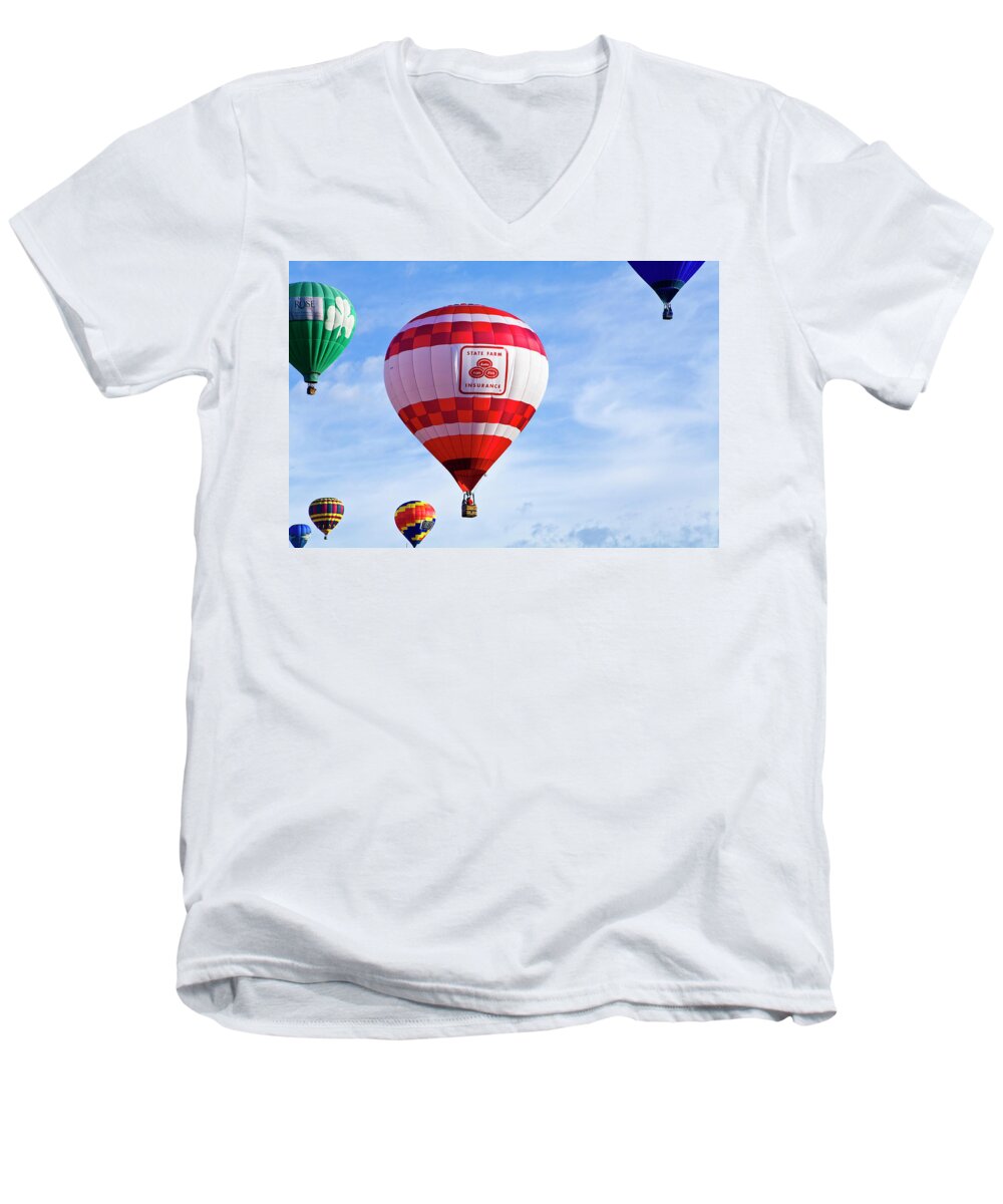 Hot Air Balloon Men's V-Neck T-Shirt featuring the digital art Like a Good Neighbor by Gary Baird
