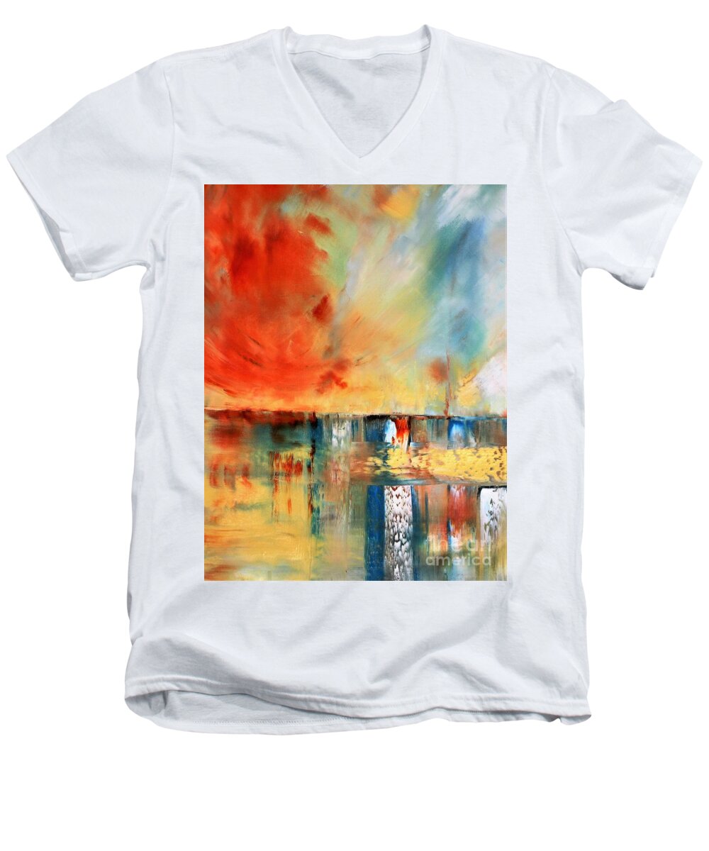 Art Men's V-Neck T-Shirt featuring the painting Like An Echo #1 by Tracey Lee Cassin