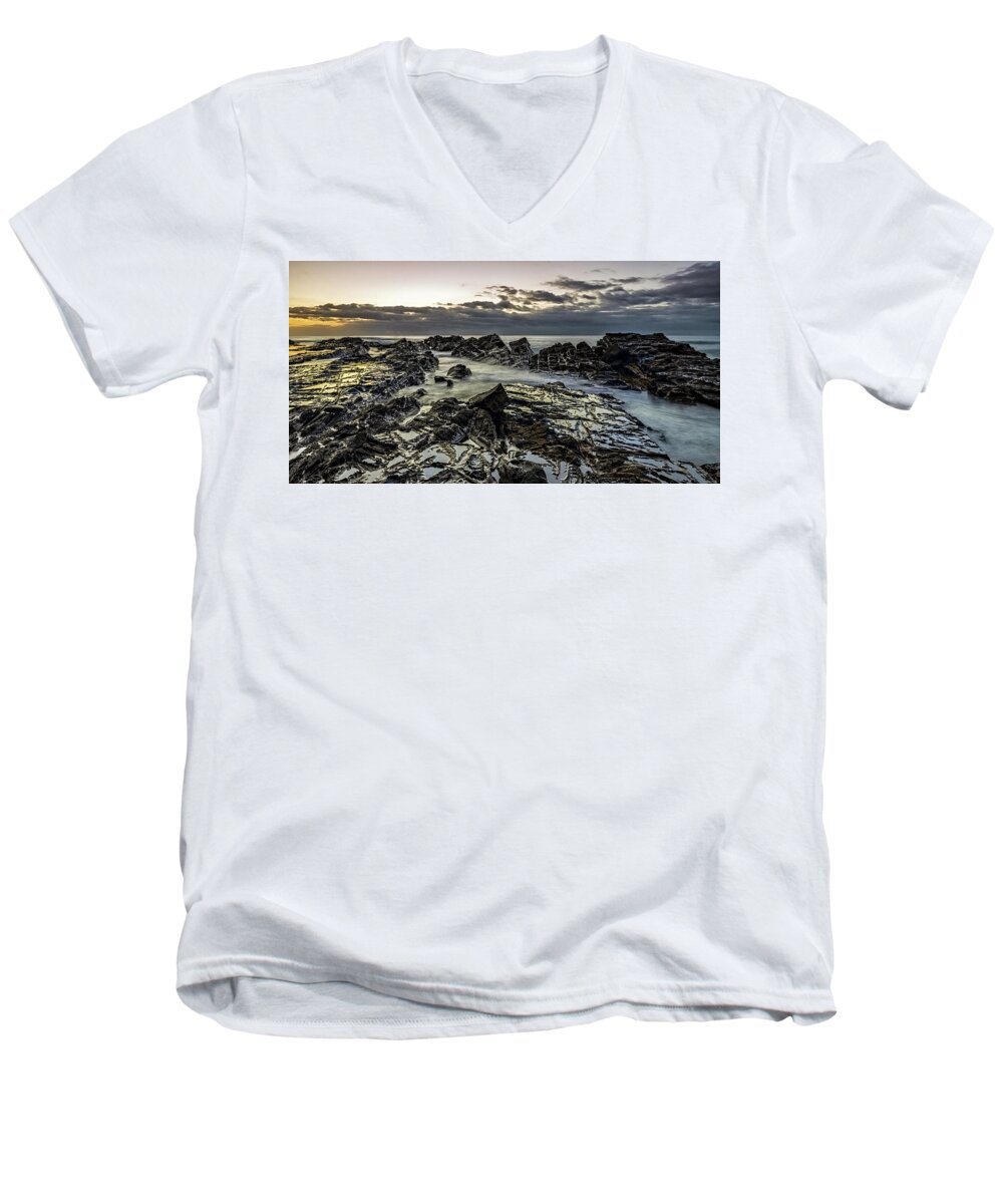 Lorne Men's V-Neck T-Shirt featuring the photograph Lines of Time by Mark Lucey