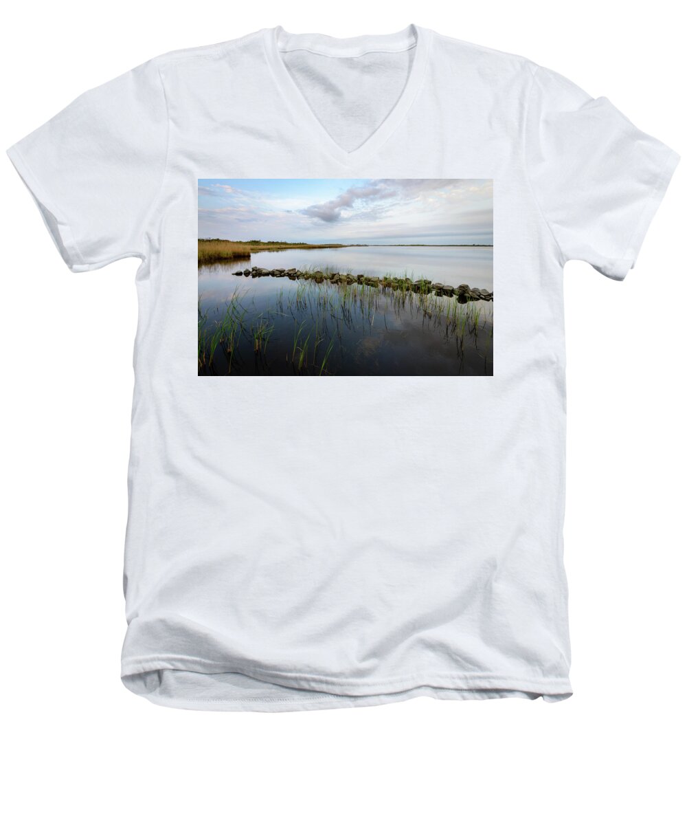 Back Bay Men's V-Neck T-Shirt featuring the photograph Little Jetty by Michael Scott