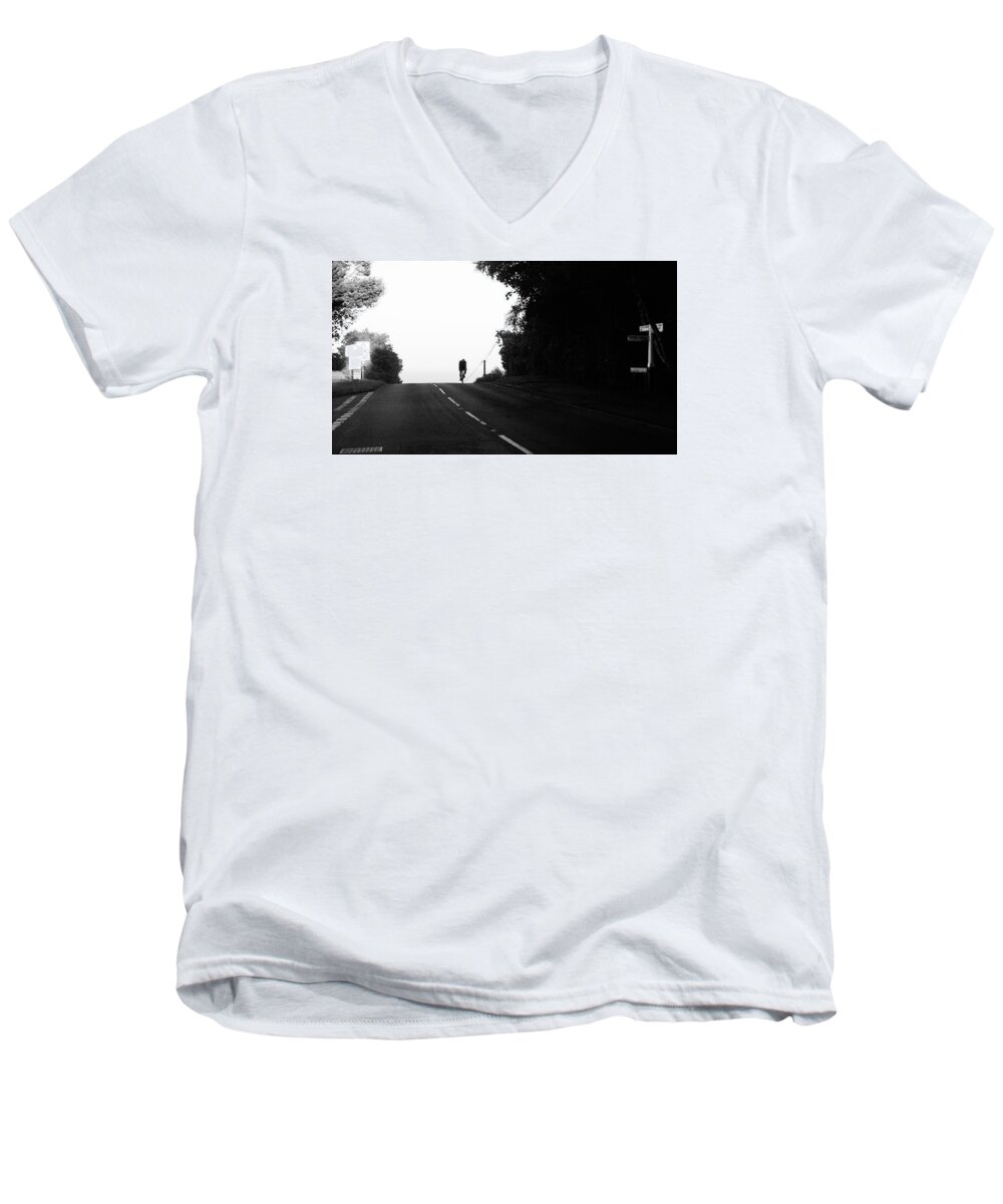 Men Men's V-Neck T-Shirt featuring the photograph Lone rider by Pedro Fernandez