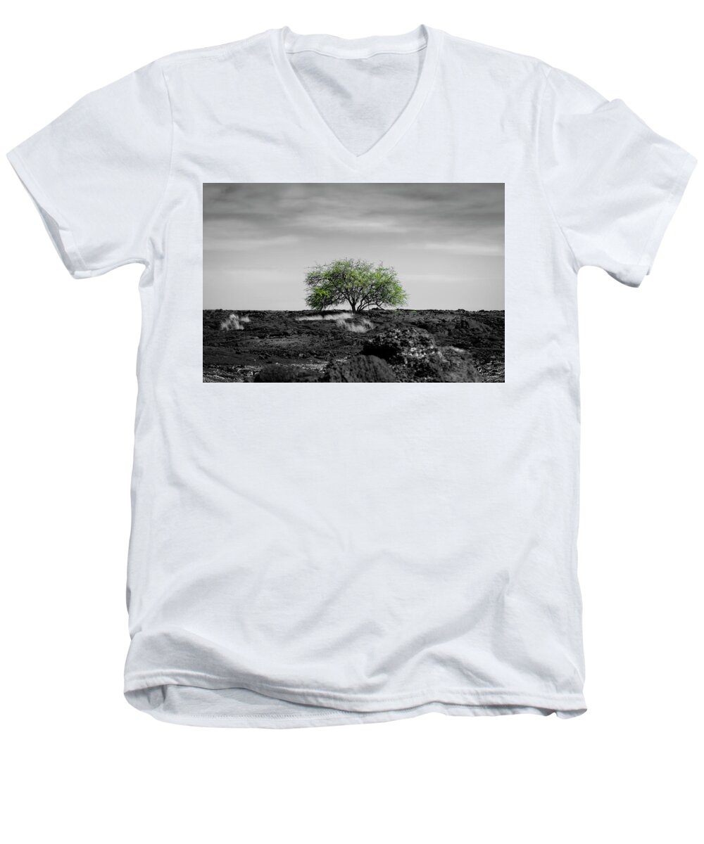 Plants Men's V-Neck T-Shirt featuring the photograph Lonely Tree by Daniel Murphy