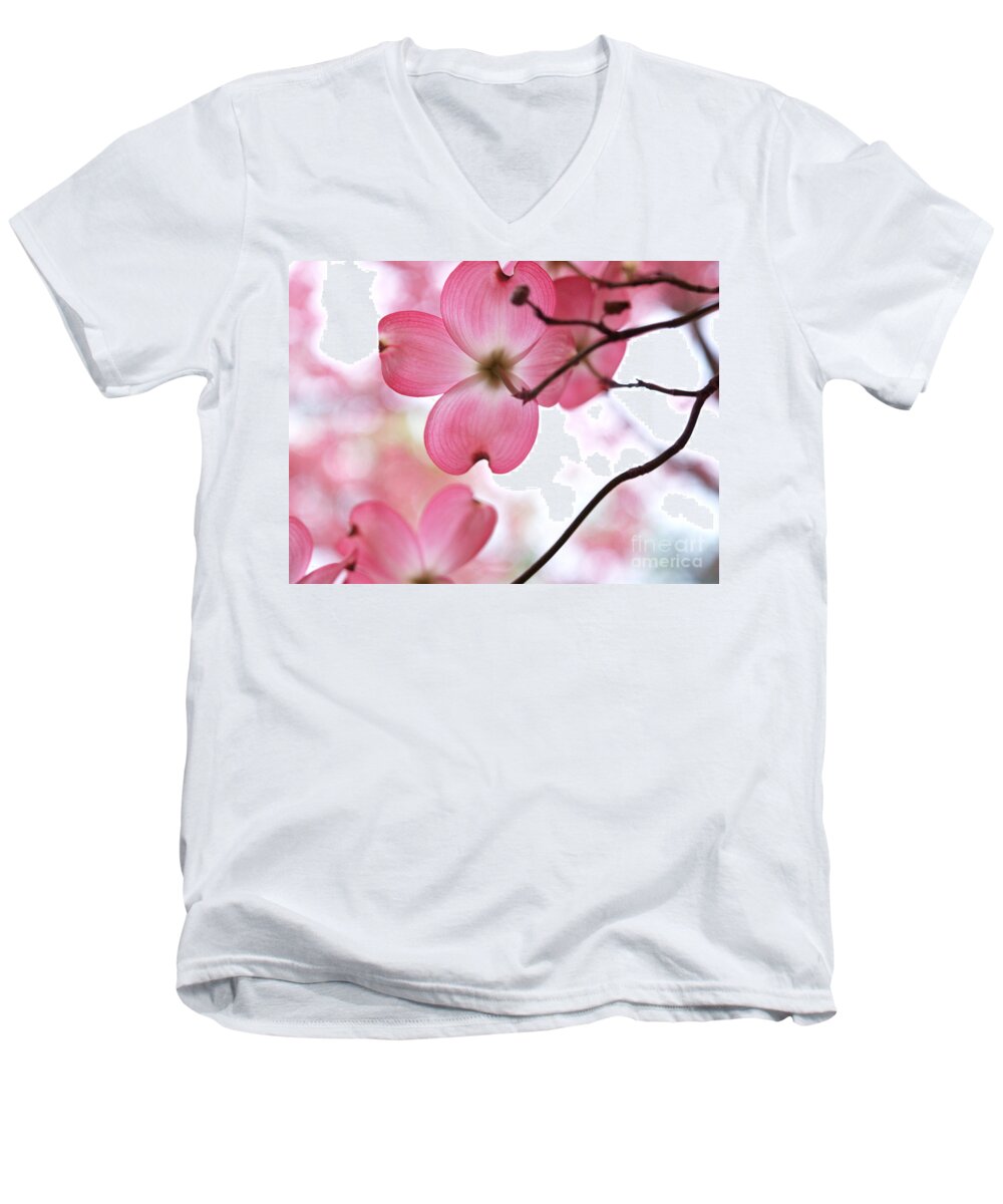 Flowers Men's V-Neck T-Shirt featuring the photograph Looking Up In Springtime by Dorothy Lee