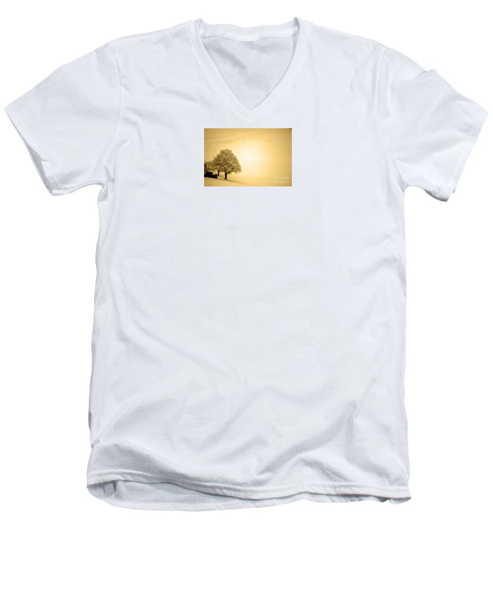 Lost In Snow Men's V-Neck T-Shirt featuring the photograph Lost in Snow - Winter in Switzerland by Susanne Van Hulst