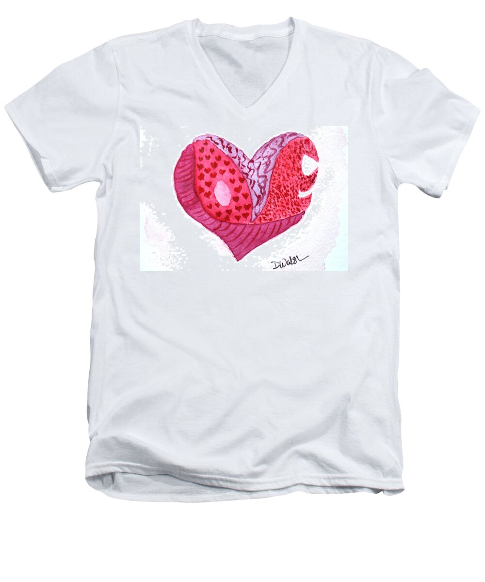 Love Men's V-Neck T-Shirt featuring the painting Love Heart by Donna Walsh