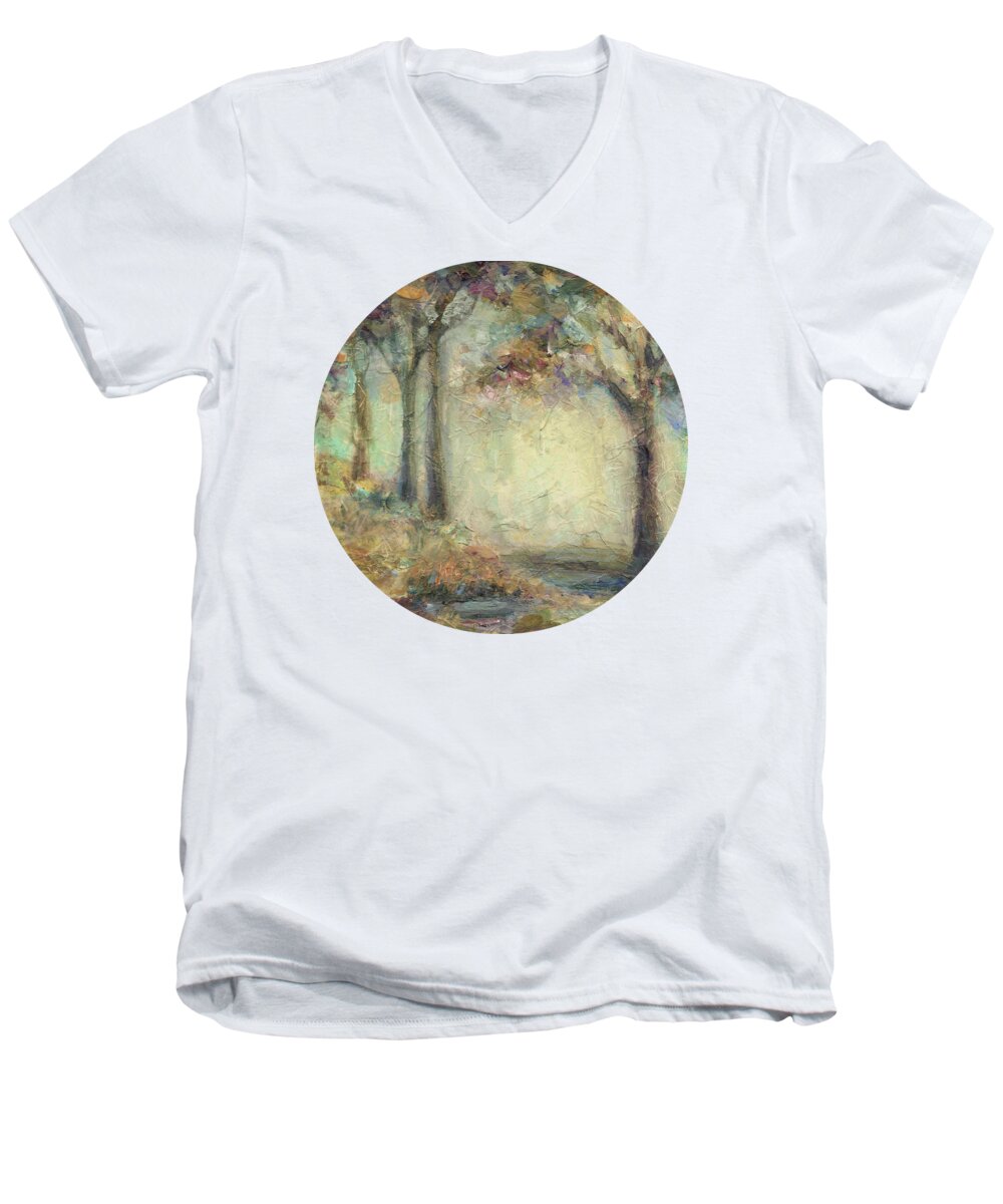 Impressionist Landscape Art Men's V-Neck T-Shirt featuring the painting Luminous Landscape by Mary Wolf