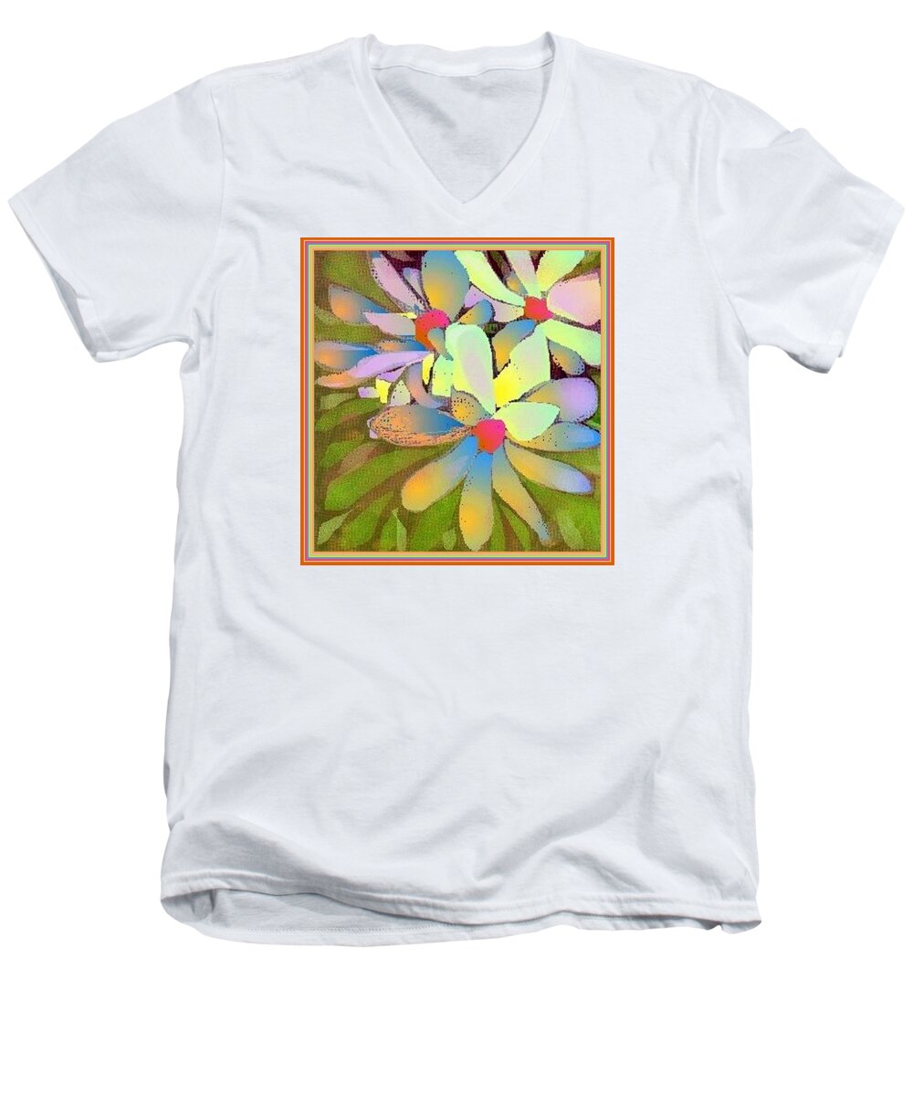 Magnolia Men's V-Neck T-Shirt featuring the drawing Magnolia by Julia Woodman