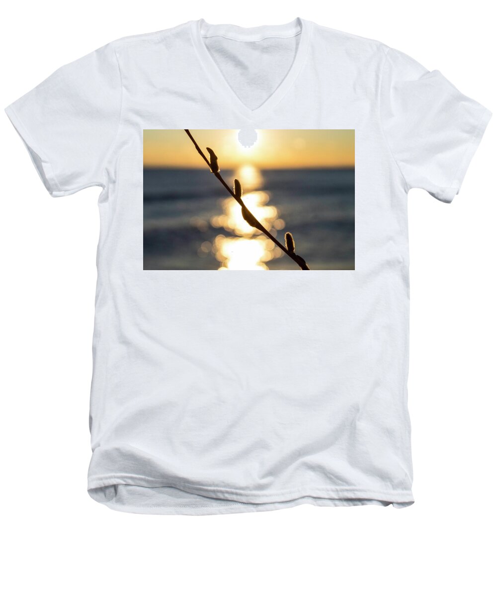 Lake Men's V-Neck T-Shirt featuring the photograph March on by Terri Hart-Ellis