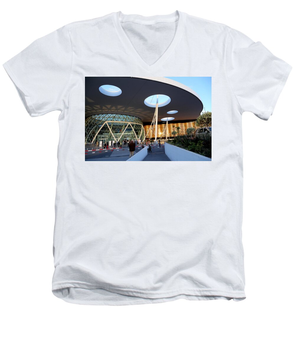 Marrakech Men's V-Neck T-Shirt featuring the photograph Marrakech Airport 2 by Andrew Fare