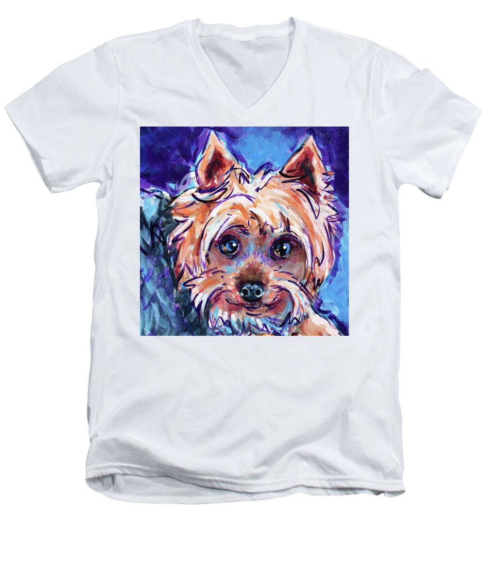  Men's V-Neck T-Shirt featuring the painting Max by Judy Rogan