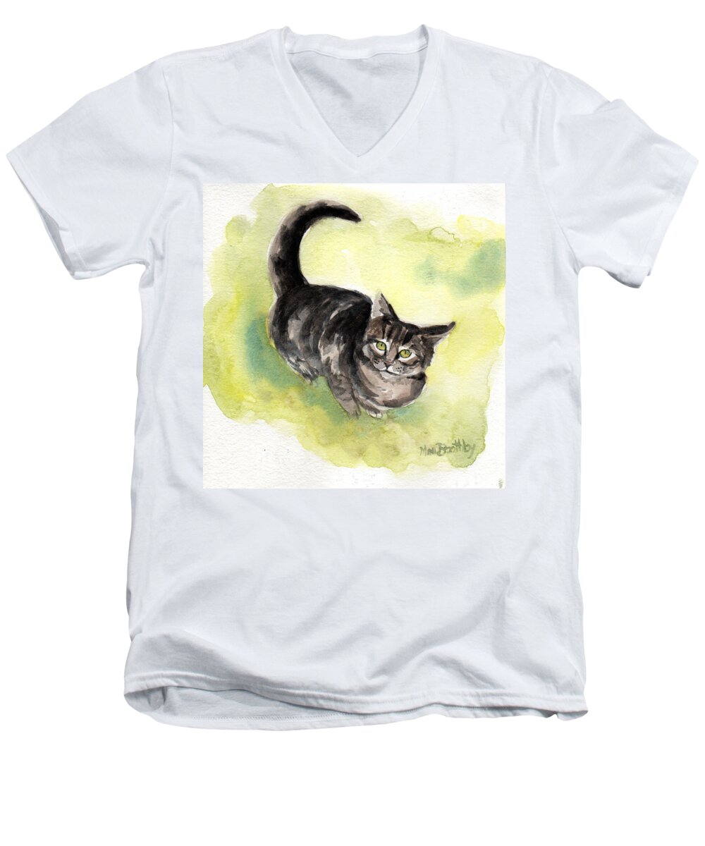  Men's V-Neck T-Shirt featuring the painting Maxi 3 by Mimi Boothby