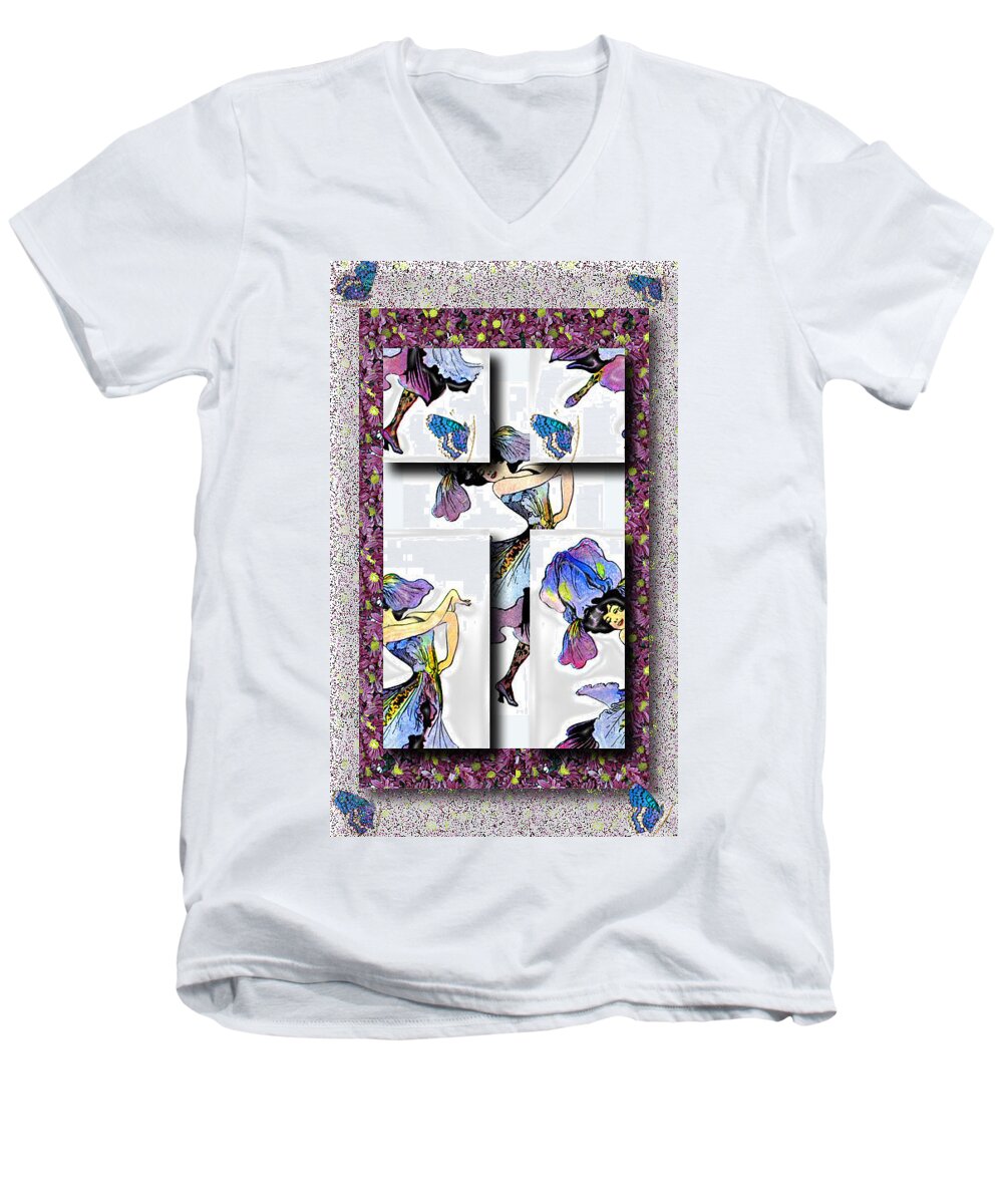 May Day Men's V-Neck T-Shirt featuring the photograph May Day Dancer by Marie Jamieson
