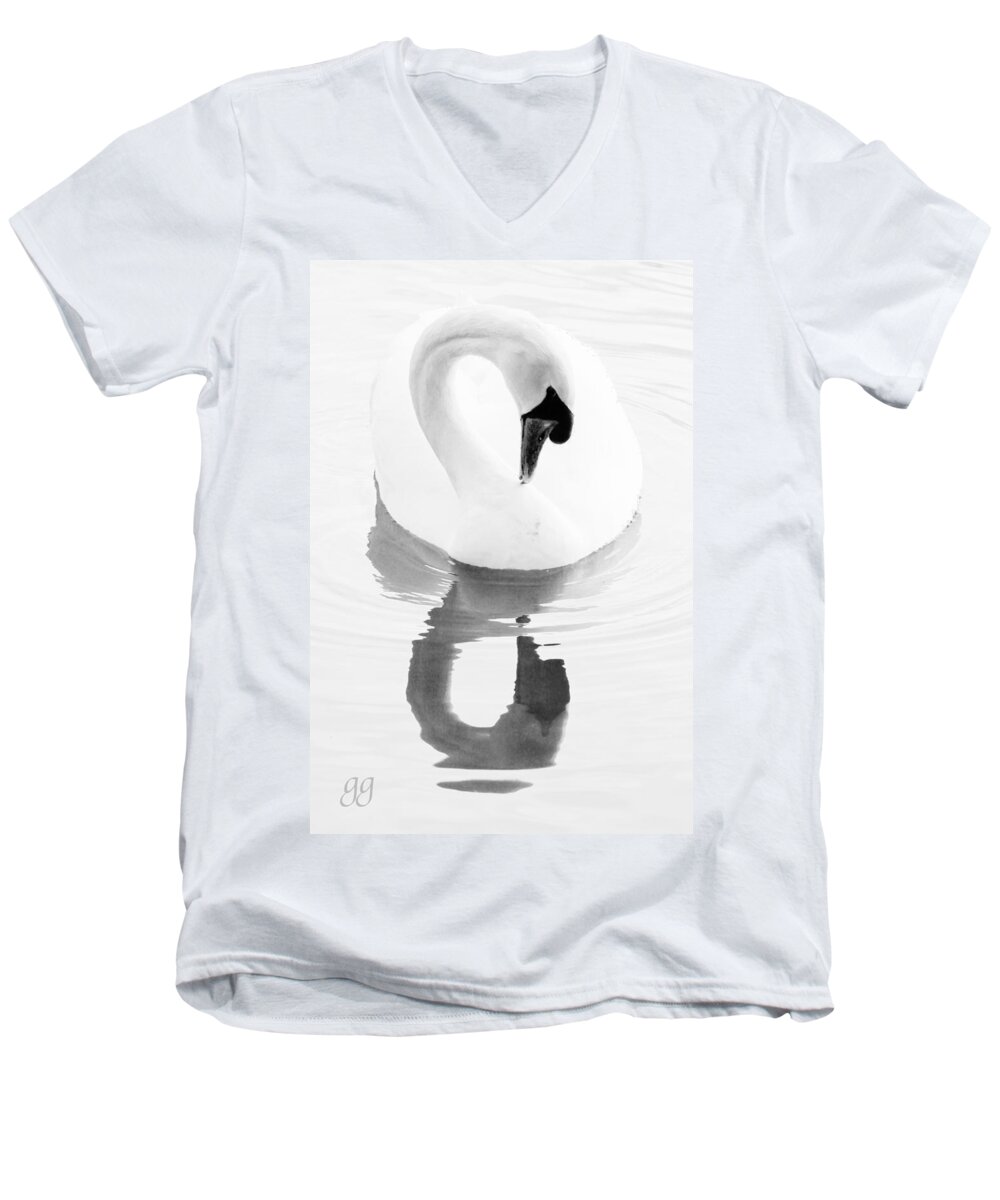 Swan Men's V-Neck T-Shirt featuring the photograph Mirror, Mirror by Geri Glavis