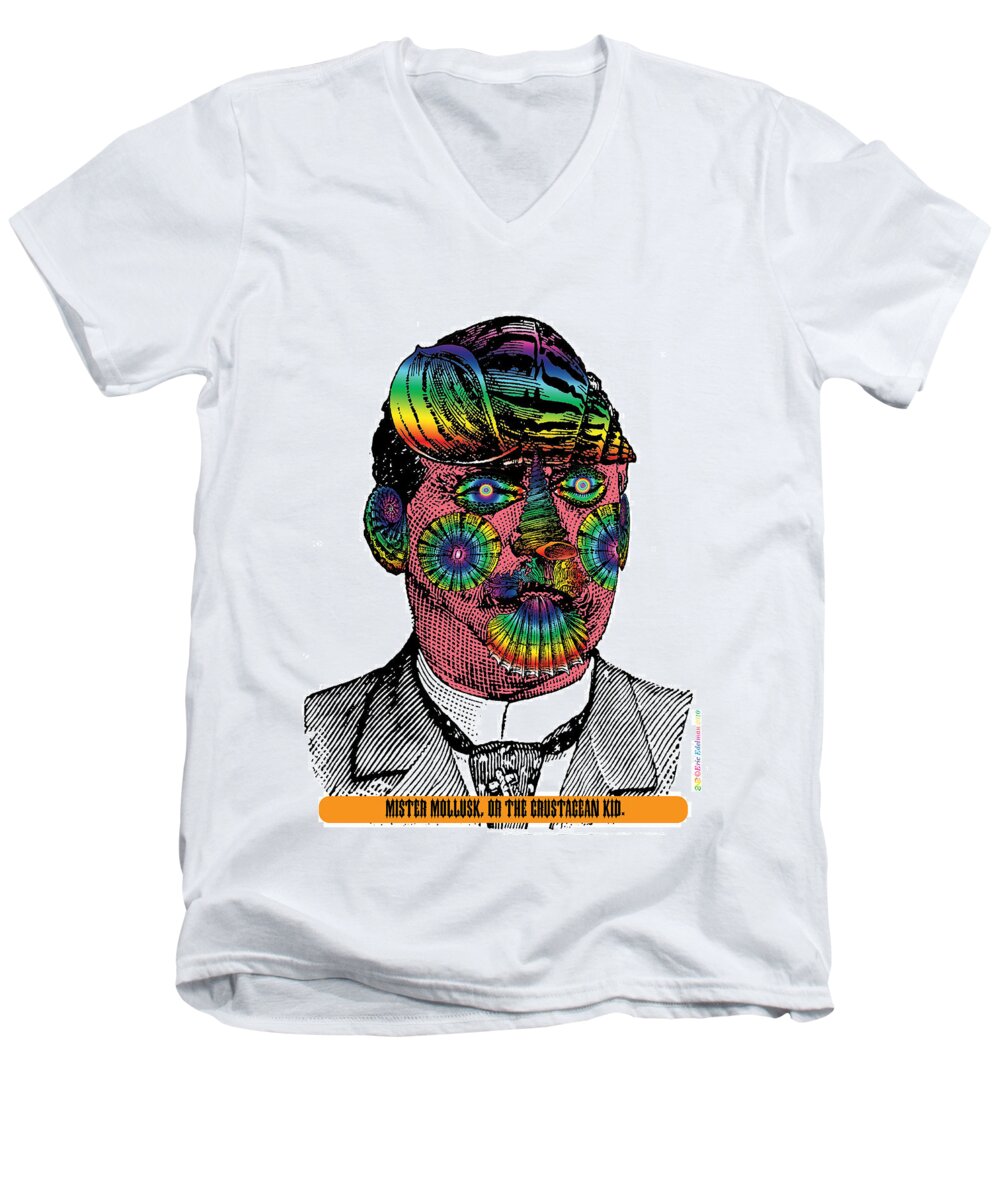 Digital Collage Men's V-Neck T-Shirt featuring the digital art Mister Mollusk by Eric Edelman