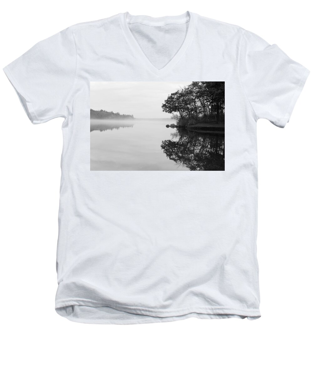 Douglas Men's V-Neck T-Shirt featuring the photograph Misty Cove by Luke Moore