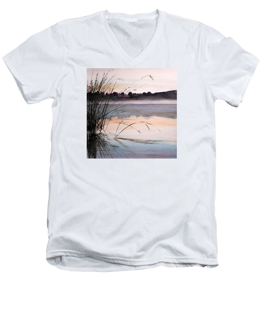 Watercolor Men's V-Neck T-Shirt featuring the painting Morning Light by John Williams