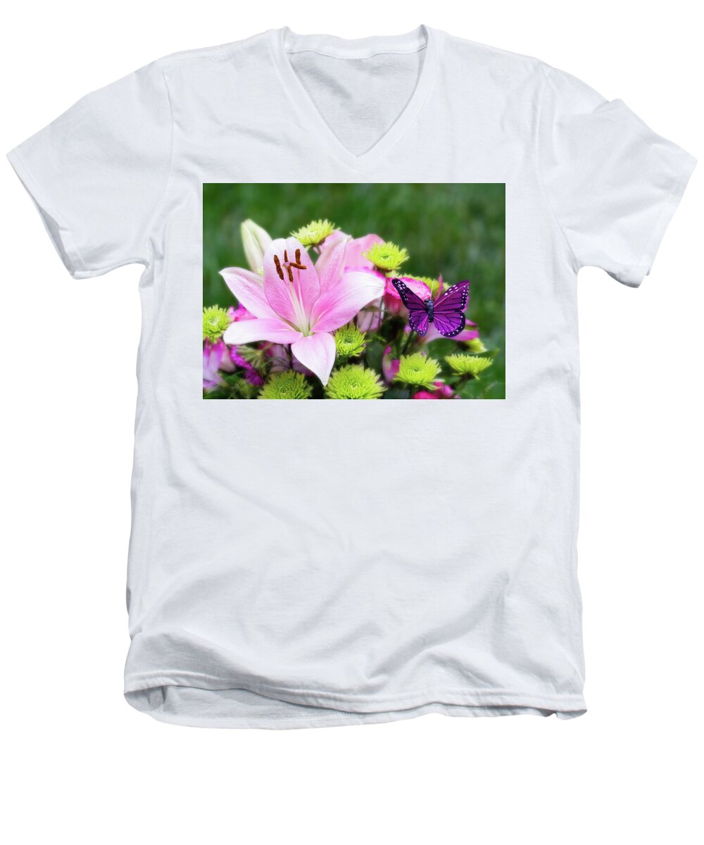 Flowers Men's V-Neck T-Shirt featuring the photograph Mother's Day Bouquet by Richard Macquade