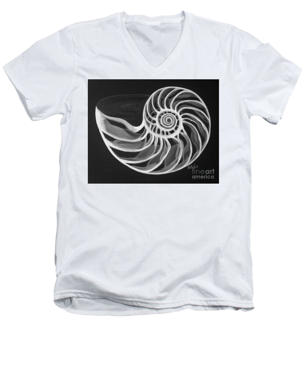 Shell Men's V-Neck T-Shirt featuring the painting Nautilus by JoAnn Wheeler