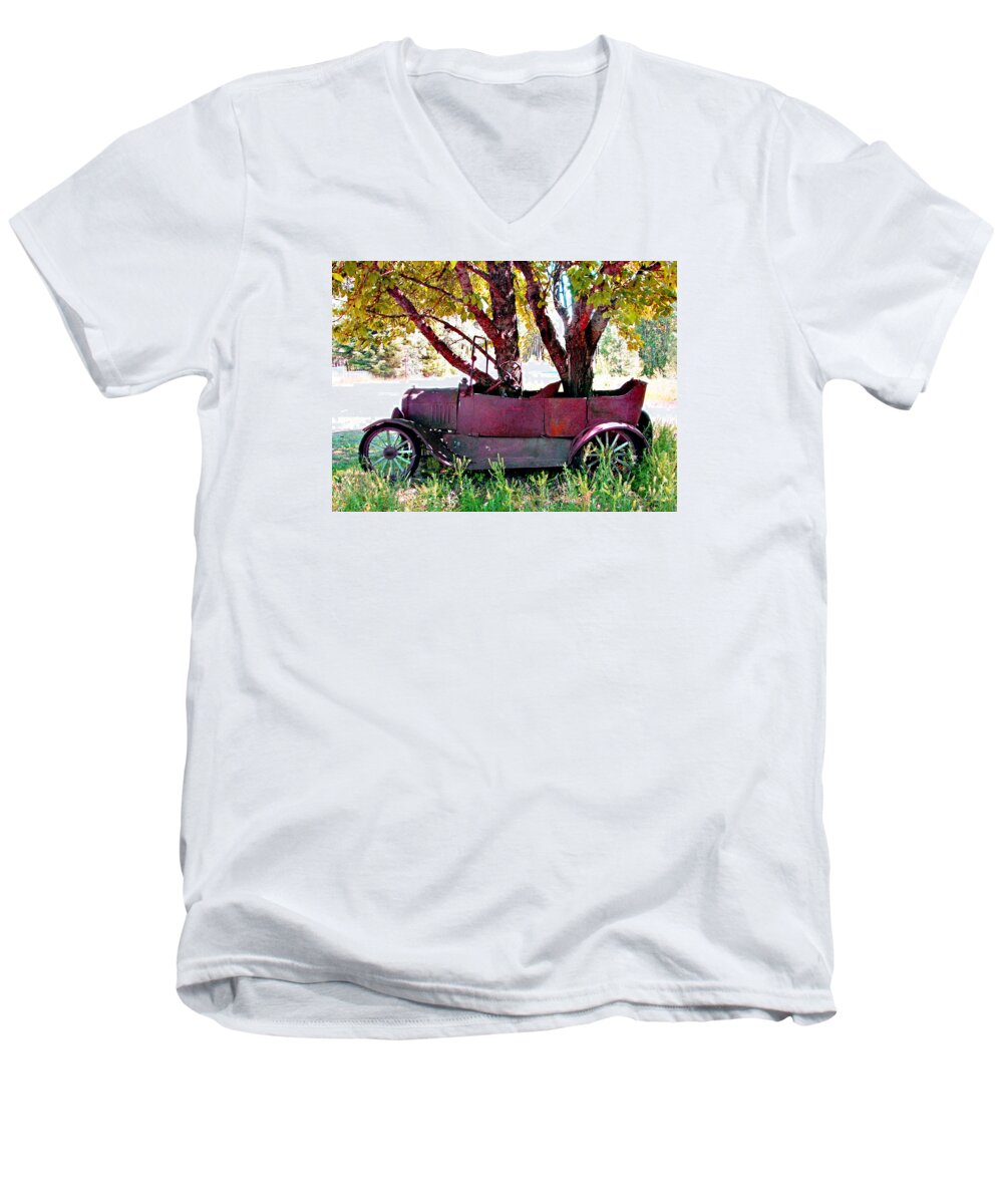 Car Men's V-Neck T-Shirt featuring the photograph No Parking #2 by Bob Johnson