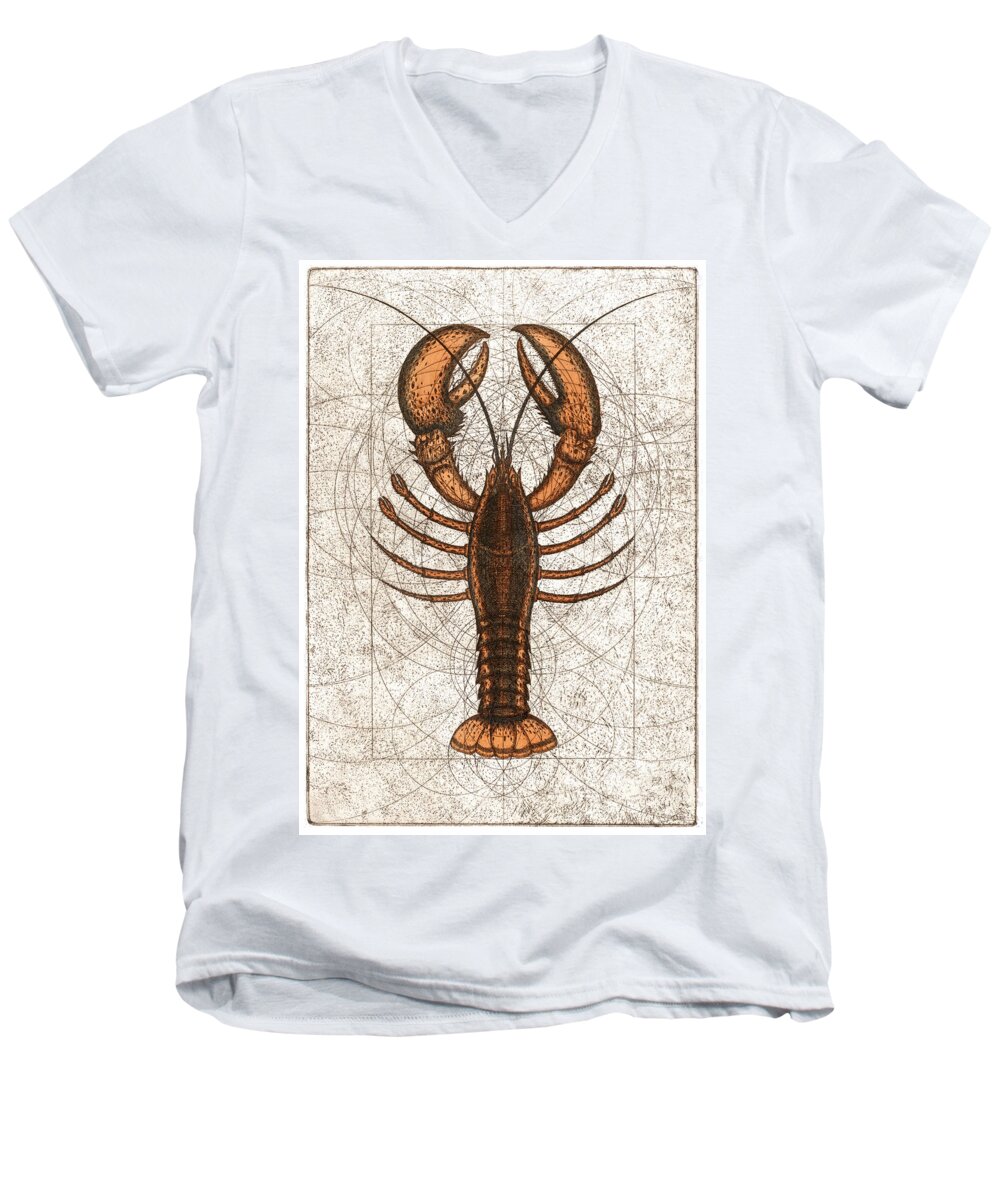 Lobster Men's V-Neck T-Shirt featuring the painting Northern Lobster by Charles Harden