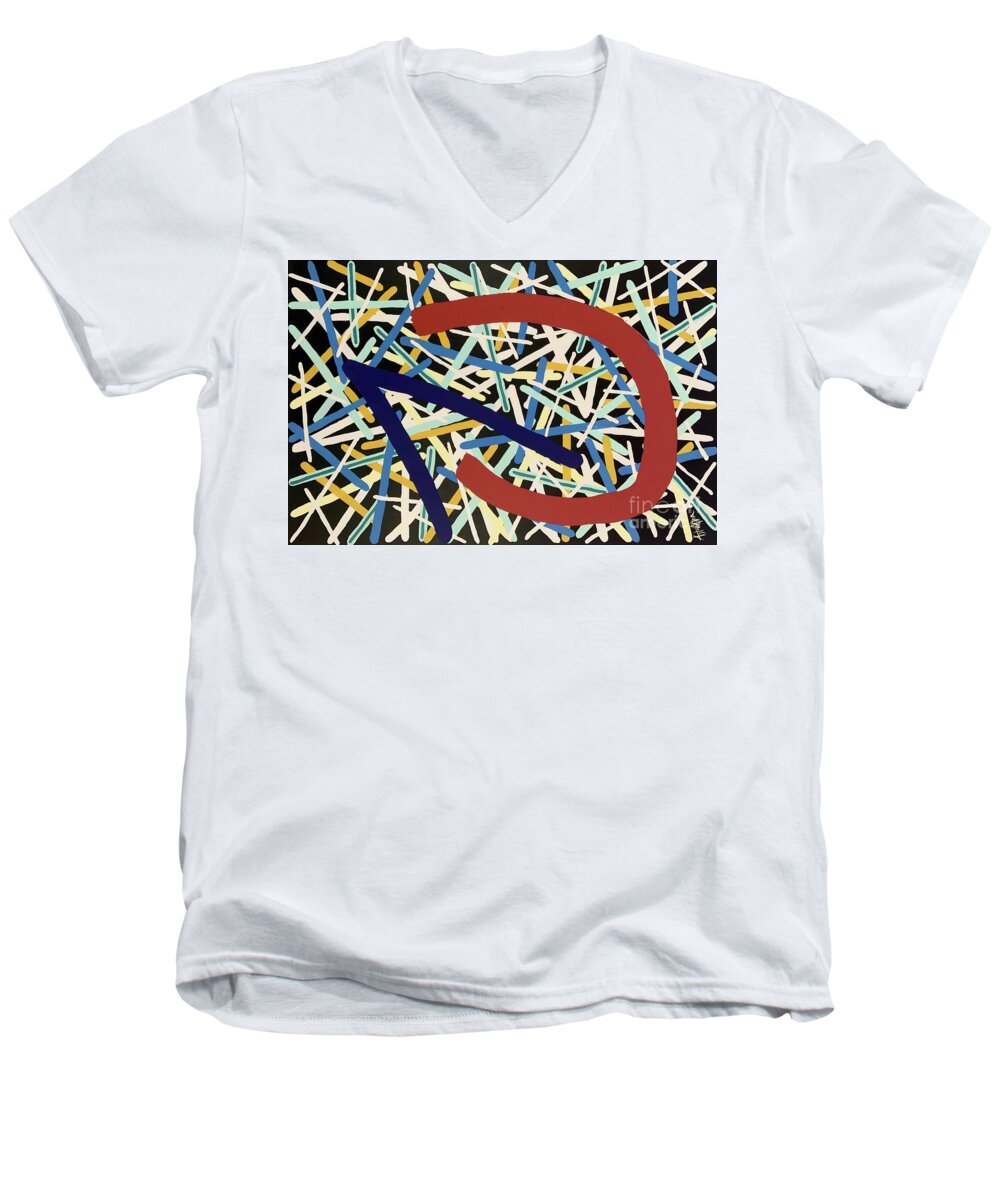 Modern Art Men's V-Neck T-Shirt featuring the painting Composition #20 by Natalia Astankina
