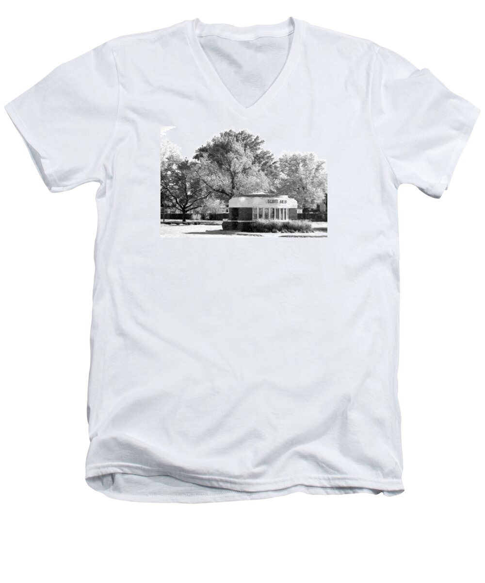 Usaf Men's V-Neck T-Shirt featuring the photograph Old Main Gate by John Freidenberg