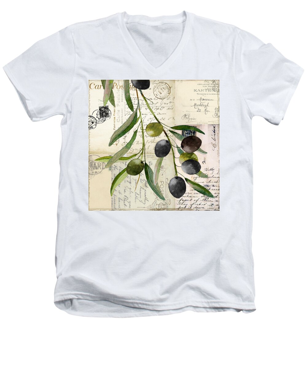 Olive Men's V-Neck T-Shirt featuring the painting Olivia I by Mindy Sommers