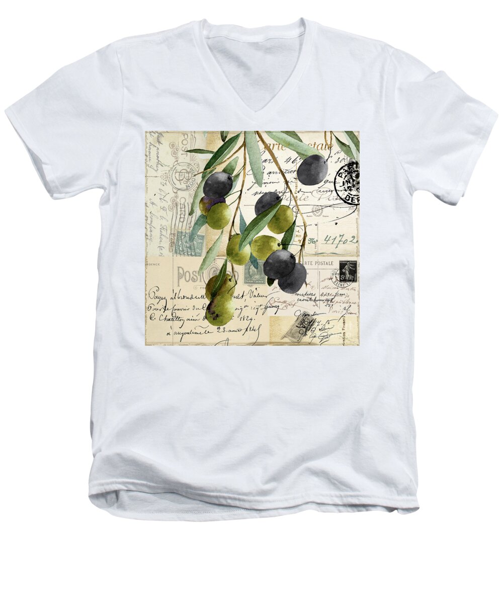 Olive Men's V-Neck T-Shirt featuring the painting Olivia II by Mindy Sommers