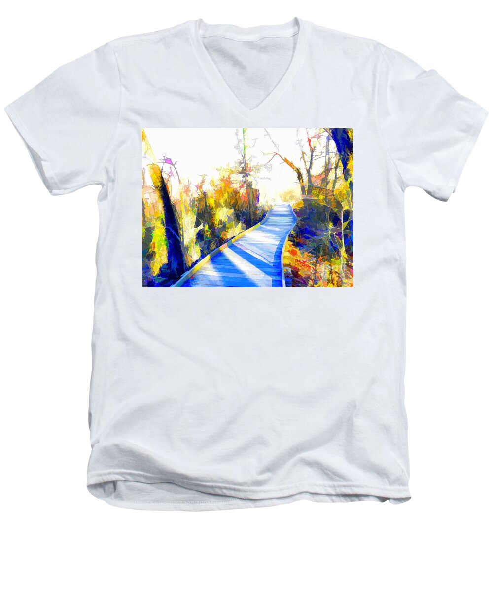 Forest Men's V-Neck T-Shirt featuring the painting Open Pathway Meditative Space by Robyn King