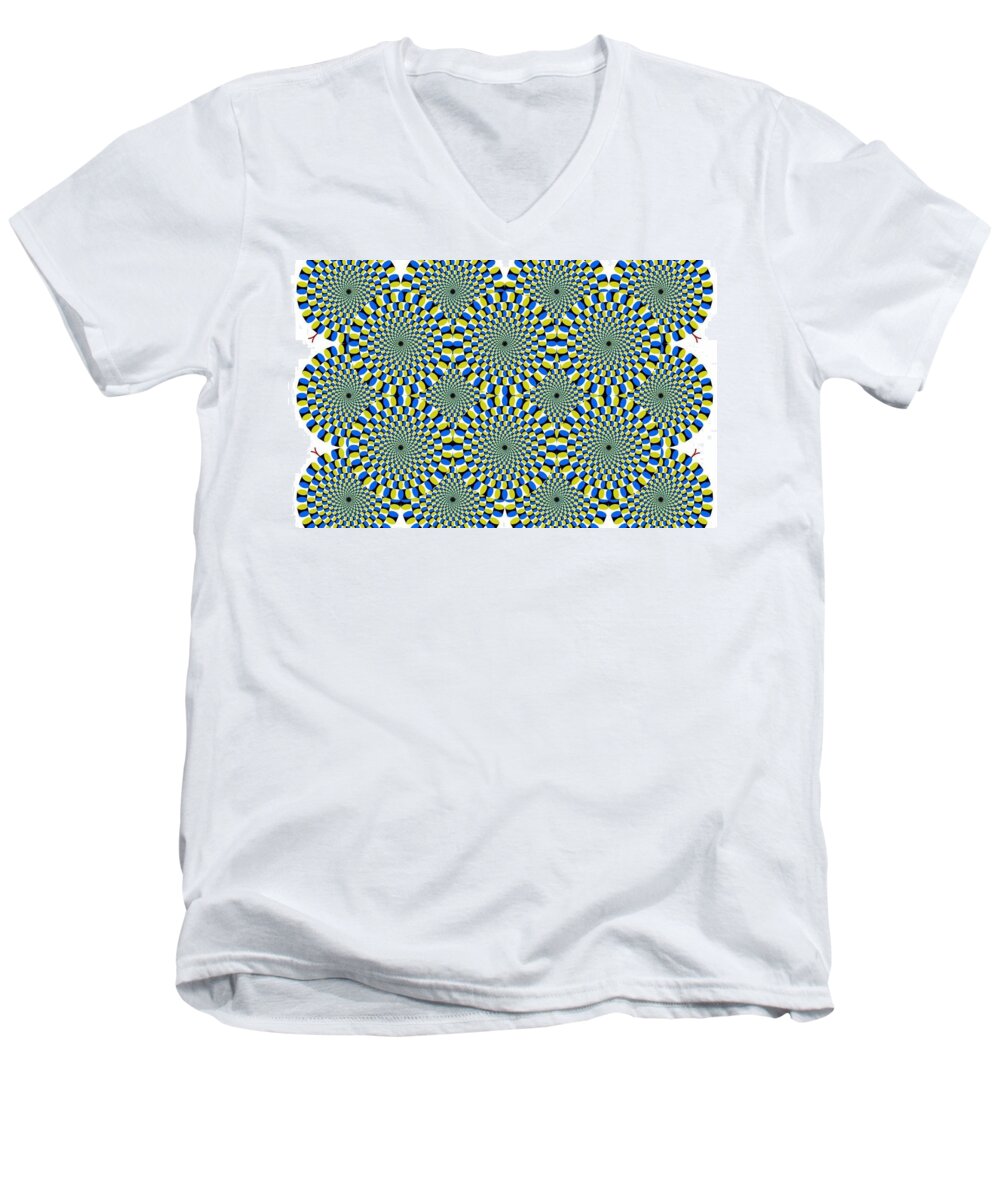 Spin Men's V-Neck T-Shirt featuring the digital art Optical illusion Spinning circles by Sumit Mehndiratta