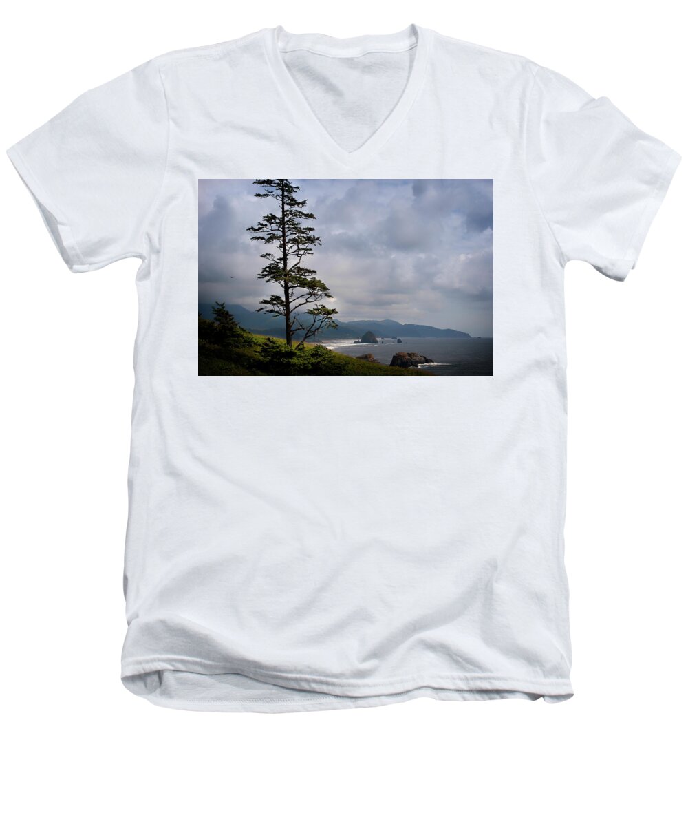 West Coast Men's V-Neck T-Shirt featuring the photograph Oregon Ocean Vista by David Chasey