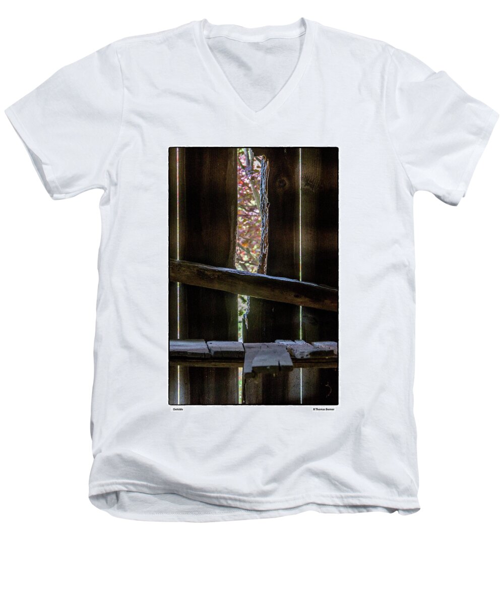 Barn Men's V-Neck T-Shirt featuring the photograph Outside by R Thomas Berner
