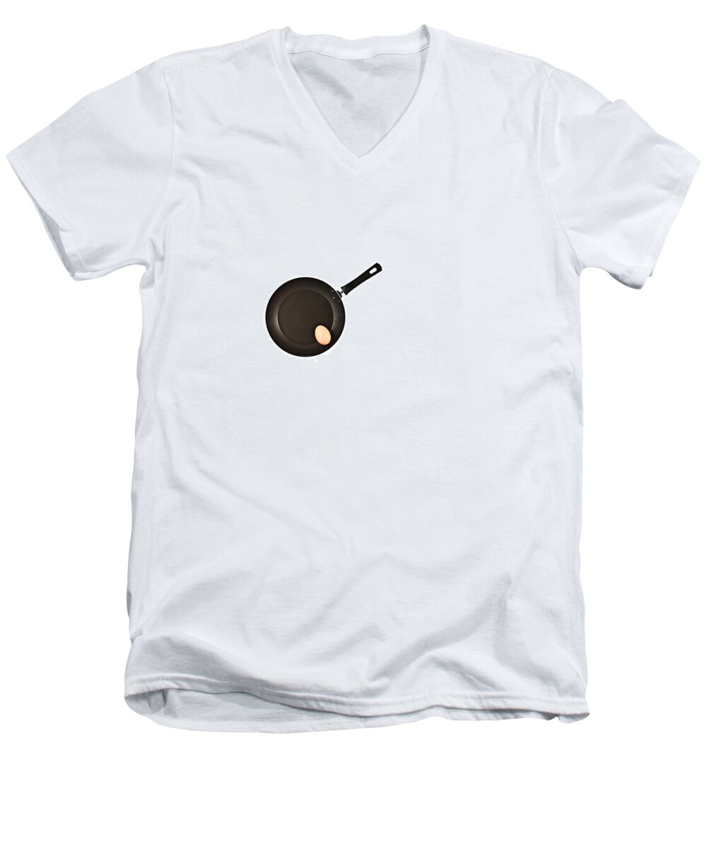 Pan Men's V-Neck T-Shirt featuring the photograph Pan with Egg by Gert Lavsen