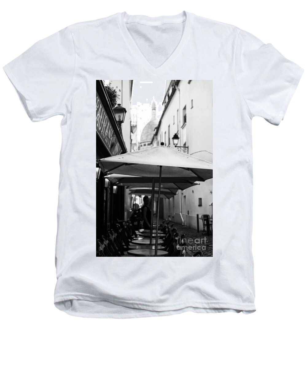 Montmartre Men's V-Neck T-Shirt featuring the photograph Paris Scene by Jasna Buncic