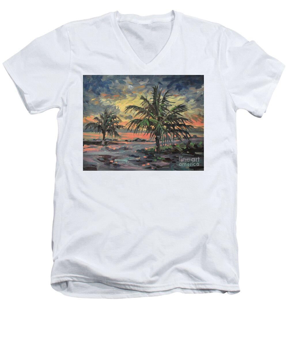 Tropical Storm Men's V-Neck T-Shirt featuring the painting Passing Storm by Donald Maier
