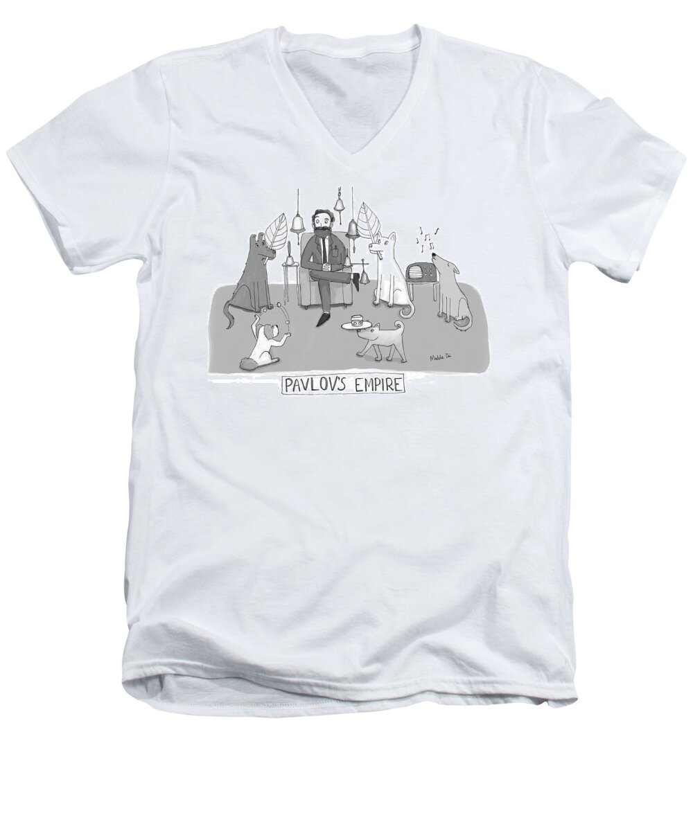 Pavlov's Empire Men's V-Neck T-Shirt featuring the drawing Pavlovs Empire by Maddie Dai